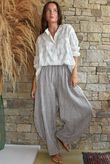 Sundaze Cheesecloth Chalk Stripe Classic Barrel Pant Mocha